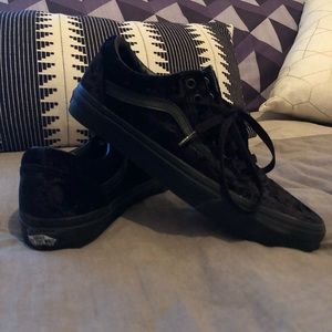 Vans Black Velvet Low Tops